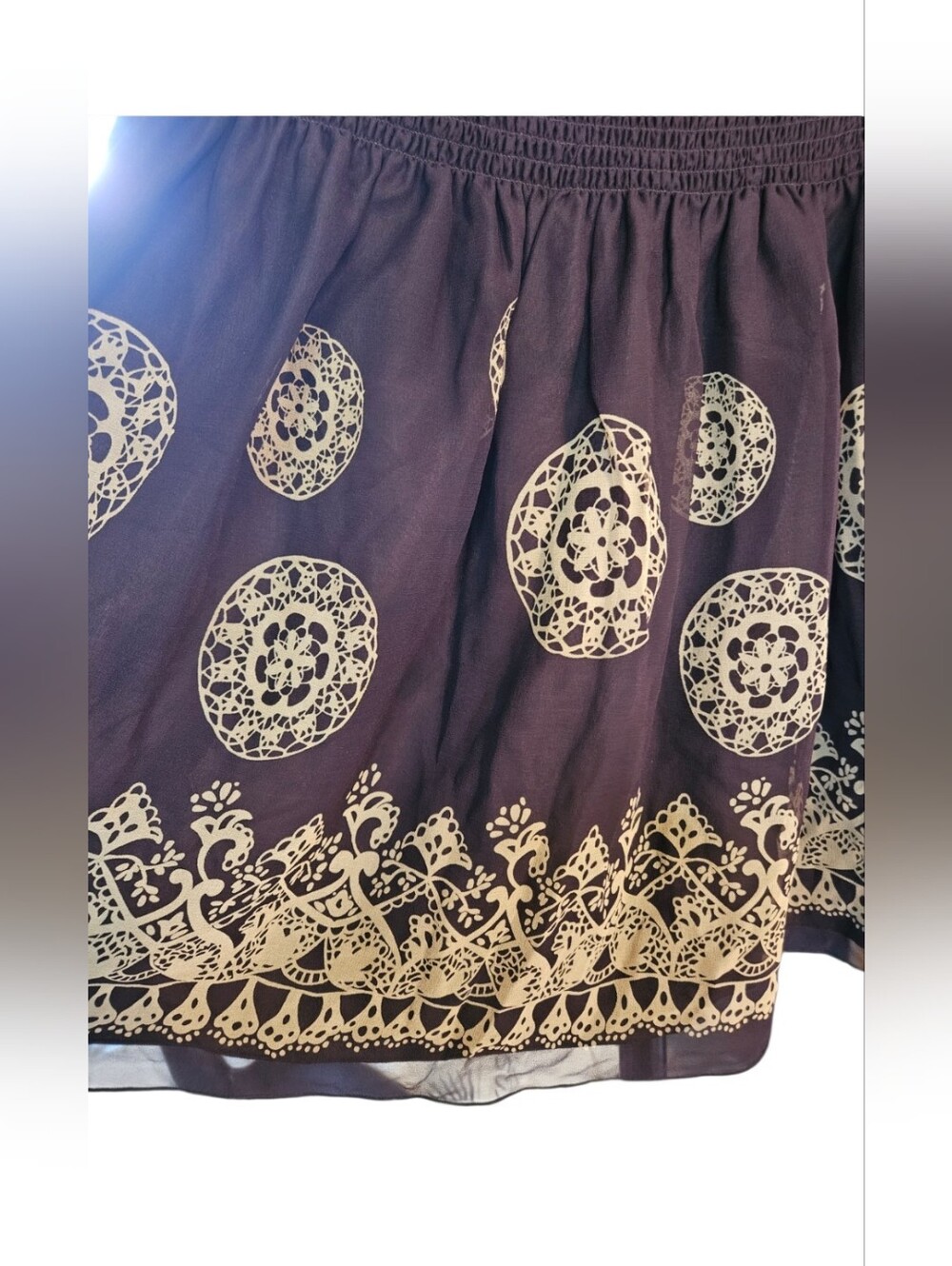 Anna Sui for Anthropologie Silk Skirt - Purple Doily Print - Picture 3 of 6